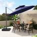 Pellebant Patio Cantilever Umbrella Round Double Top with Base Stand