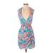 For Love & Lemons Casual Dress - Mini: Blue Floral Motif Dresses - Women's Size Small