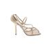 Christian Louboutin Heels: Gold Print Shoes - Women's Size 38.5 - Open Toe