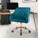 Velvet Fabric Desk Chair for Home Office Modern Adjustable Swivel Task Chair with Gold Base Bedroom Vanity Chair for Girls Women