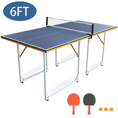 6FT Foldable Tennis Table Ping Pong Table Set w/ Net,2 Paddles&3 Balls