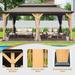 12'x20' Hardtop Gazebo, Outdoor Cedar Wood Frame Canopy with Galvanized Steel Double Roof(Brown)