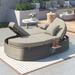 Adjustable Heights & Symmetrical Design Outdoor Rattan Garden Reclining Chaise Lounge with Adjustable Backrests