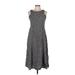 DressBarn Casual Dress - A-Line: Gray Floral Motif Dresses - Women's Size 8