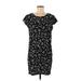 Adrienne Vittadini Casual Dress - Shift: Black Floral Motif Dresses - Women's Size 8