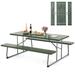 Gymax Folding Picnic Table w/ 2 Benches 6 FT Camping Table Set w/