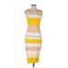 Soho Street New York & Company Casual Dress - Bodycon: Yellow Stripes Dresses - Women's Size Medium