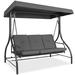 Arlmont & Co. Kingsteignt 3-Seat Outdoor Converting Canopy Swing Glider Patio Hammock w/Removable Cushions Metal in Gray | Wayfair