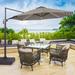 Arlmont & Co. Mithun 11 Feet LED Patio Cantilever Umbrella w/ A Base/Stand, Outdooroffset Hanging Rotation W/Solar Lights in Gray | Wayfair