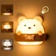 Cute Bear Kids LED Night Lamp USB Rechargeable Bedside Lamp Remote Control Wall Lights For Kids