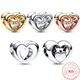 Free Shipping 925 Sterling Silver Radiant Open Heart & Floating Stone DIY Beads Fit Original Pandora