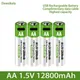 2024 New AA USB Rechargeable Lithium Ion Battery 1.5V AA 12800mah/Lithium Ion Battery Toy Watch MP3