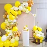 170pcs Yellow Balloon Wreath Arch Kit Lemon Daisy Bee theme yellow pale yellow White and Gold