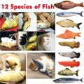 12 Style 3D Artificial Fish Plush Cat Catnip Toys Pet Cat Dog Chew Scratch Pillow Toys Sleeping