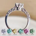 100% Real Moissanite Ring Jewelry 0.5-1 Carat Pink Blue Green White Color Engagement Wedding Diamond