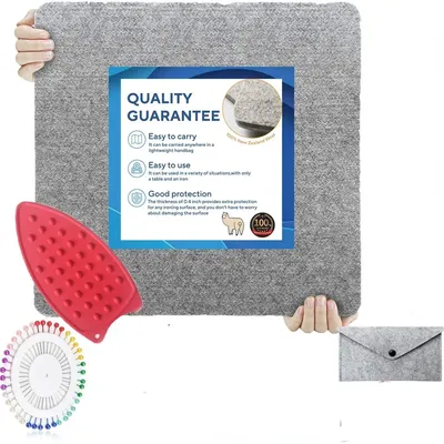 Wool Ironing Mat Kit -Portable and Protect Surface 10"x10" Quilting Wool Pressing PadSilicone Iron Pad,Felt Bag Great for Sewing