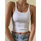 Casual White Sleeveless Cotton Cami Top Women Fashion Ribbed Crop Top Tees Ladies Basic Fitness