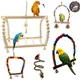Bird Parrot Toys Wooden Hanging Swing Hammock Climbing Ladders Perches Toy Parakeet Cockatiels Bird