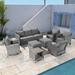 Red Barrel Studio® 8-Set Outdoor PE Wicker Furniture Wide Seat Conversation Couch Set Swivel Rocking Sofa in Gray/Brown | Wayfair