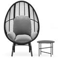 Bungalow Rose Patio PE Wicker Egg Chair Model 2 w/ Rattan Cushion & Side Table in Black | Wayfair 0FF7784499AA4F658560C145E1ADD3E7