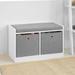 Latitude Run® Grey 2 Baskets Hallway Bedroom Storage Bench w/ Seat Cushion, Shoe Bench, Shoe Rack, Shoe Cabinet | 18 H x 27 W x 13 D in | Wayfair