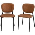 Hokku Designs Zaryab Leather Upholstered Modern Dining Chairs Set Of 2,Metal Legs For Kitchen Dining Room Chair, Bedroom, Living Room Chairs (Brown) | Wayfair