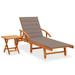 VidaXL Patio Sun Lounger w/ Table & Cushion Solid Acacia Wood Wood/Solid Wood in Brown/White | 33.5 H x 26.4 W x 78.7 D in | Wayfair 3061625