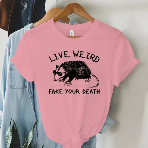 Opossum leben seltsam fälschen Sie Ihren Tod Grafik T-Shirt Frauen lustige Tier T-Shirts Opossum