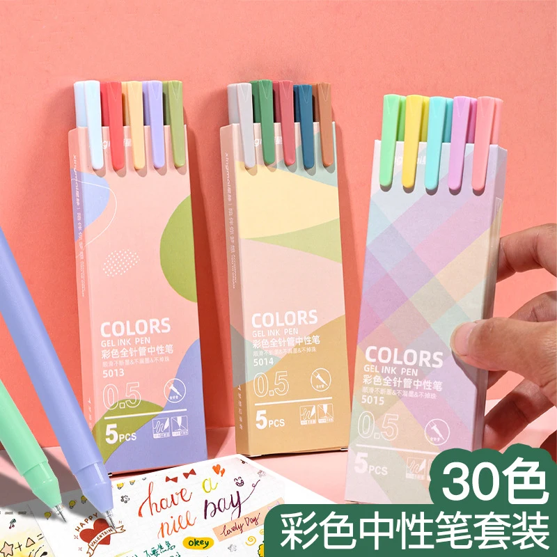 Bview art bunte gel stifte morandi macaron wassers tift set studenten handbuch stift einfache schnell trocknende briefpapier zubehör Image