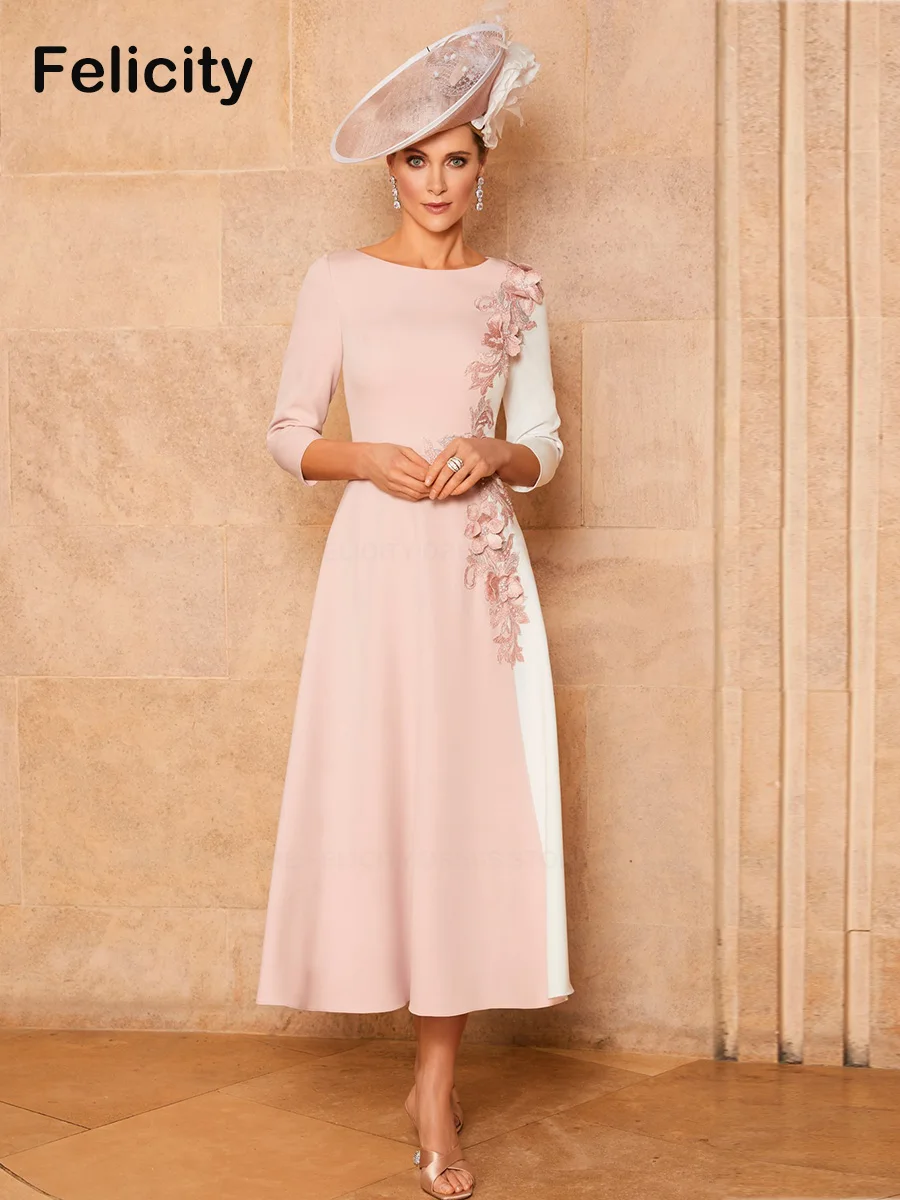 Elegante Kleider für die Brautmutter 2025, A-Linie, Hochzeitsgastkleid, 3D-Blumenapplikation, Perlenstickerei, individuelle Roben, Invitée Mariage Image