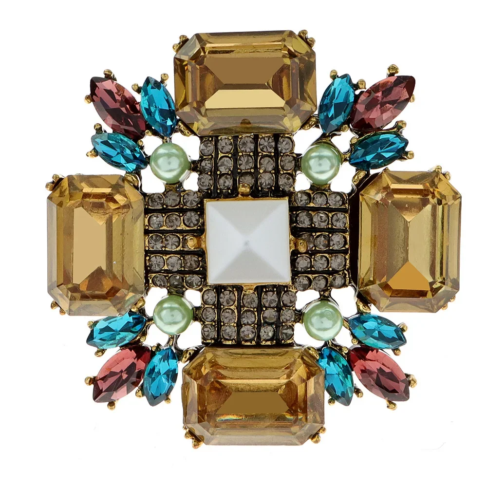Broche croisée géométrique à la mode, couleur gelée, emblème rétro Baroque, costumes pour hommes/femmes, robes, jupes, accessoires pour vêtements