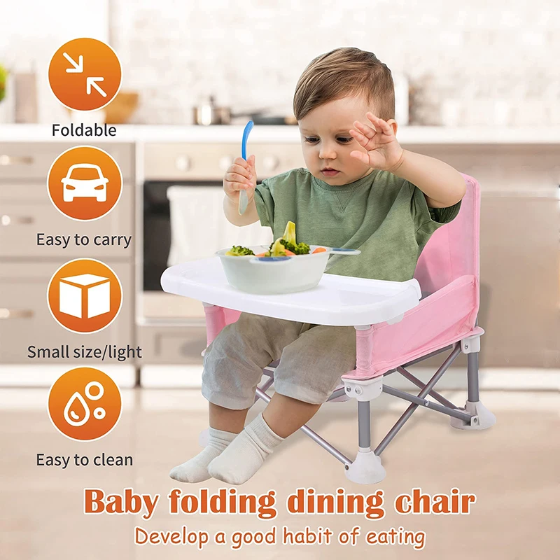 Baby Faltbare Tragbare Esszimmer Stuhl Mit Platte Sitz Gürtel kinder Strand Stuhl Camping Kind Bequeme Fütterung Sitz Baby Image