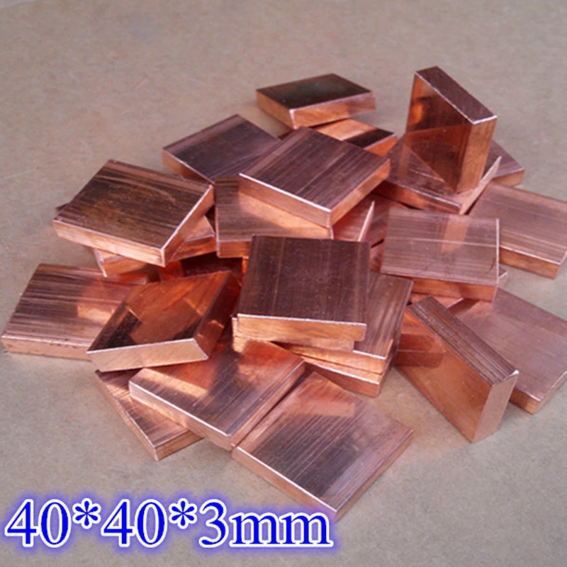 Roter Kupfer-Kühlkörper, 40 x 40 x 1 mm/3 mm/5 mm, für Computer, PC, Laptop, Notebook, Wärmeleitung, Kühlplatte, Blockblatt Image