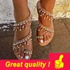 Frauen sandalen sommer schuhe flache perle sandalen komfortable string bead hausschuhe frauen casual sandalen größe 34 - 43