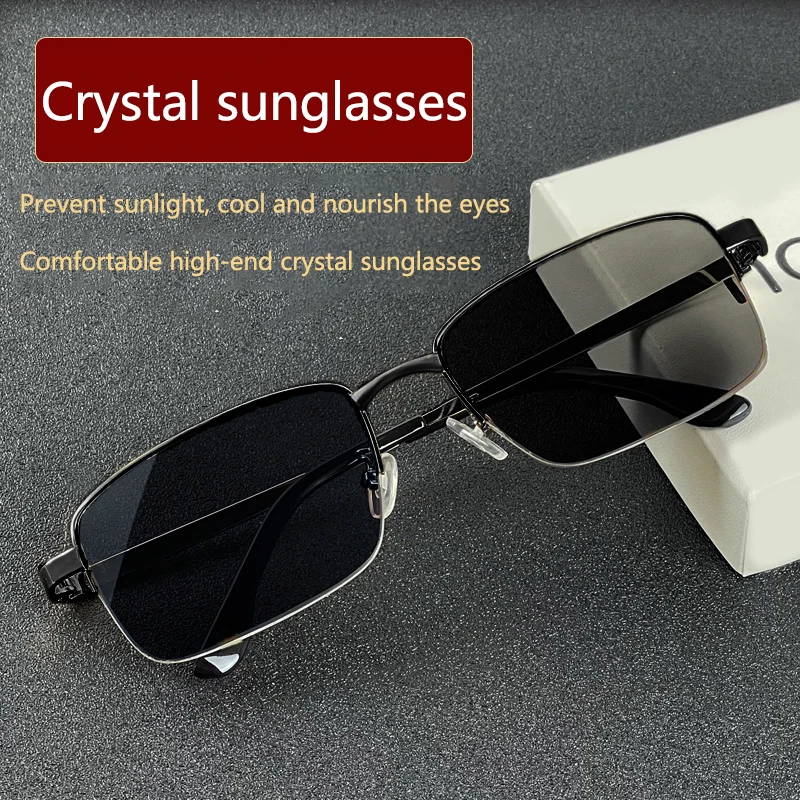 Shatar Neue Retro Mode Halb Rahmen Glas Sonnenbrille Mann Fahren Touring Sonnenschirm Sonnenbrille Für UV Schutz Metall Halb Rahmen Image