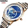 Nibosi neue Mode einfachen Stil Männer Uhren Quarz Armbanduhren Edelstahl Band Wolrd Sky Clock