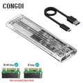 Custodia SSD M.2 NGFF SATA Tipo C 3.1 Adattatore SSD esterno trasparente Custodia per unità a stato solido per M2 NGFF 2230 2242 2260