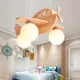 Lustre d'avion en bois pour enfants lampe à suspension pour chambre de garçon lampe à LED pour