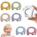 1pc Silikon Beißring Baby Cartoon Elefant Beißring Holz Beißring Ring Kind Geschenk bpa kostenlos