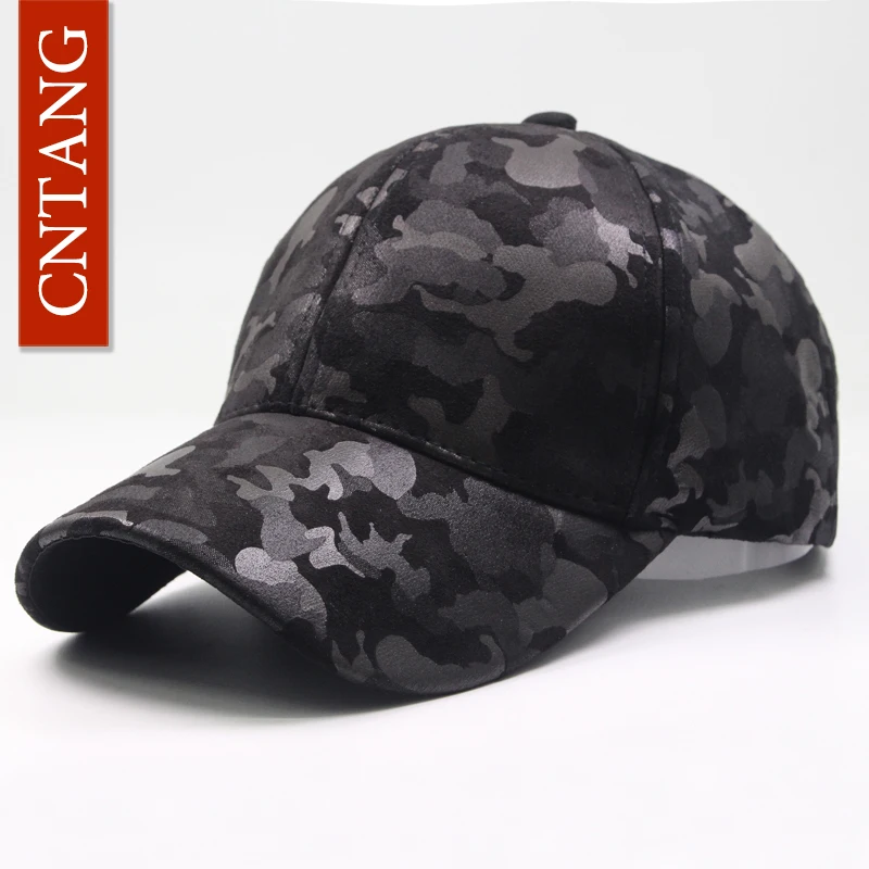 CNTANG Leder Wildleder PU Camouflage Baseball Cap Männer Mode Frühling Hut Snapback Hip Hop Unisex Caps Einstellbare Marke Casual Hüte