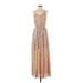 Bar III Casual Dress - Maxi: Tan Paisley Dresses - Women's Size Small