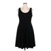 Nine West Casual Dress - A-Line Scoop Neck Sleeveless: Black Solid Dresses - Women's Size 16