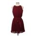 BCBGMAXAZRIA Casual Dress - Fit & Flare: Burgundy Solid Dresses - New - Women's Size X-Small