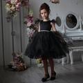 Enfants Fille Robe de fête Couleur unie Sans Manches Utilisation Mariage Maille Princesse Doux Maille Mi-mollet Robe Fourreau Robe en Tulle Robe de demoiselle d'honneur Eté Printemps Automne 2-12 ans