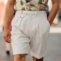 Homme Short Short en lin Short d'été Short de plage Short plissé Plissé Jambe droite Plein Respirable Doux Court Casual du quotidien Vacances Mode Vêtement de rue Kaki Beige Non Elastique