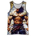 Personnages Encre Splash Mode Design Homme 3D effet Débardeur Top Maillot de Corps Sortie Gymnastique T-shirt Noir Bleu Orange Sans Manches Col Ras du Cou Chemise Eté Printemps Vêtement Tenue S M L