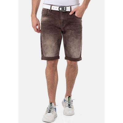Jeansshorts CIPO & BAXX, Herren, Gr. 34, N-Gr, beige, Denim/Jeans, Obermaterial: 98% Baumwolle, 2% Elasthan, Abriebeffekte, modisch, sehr bequem, Jeans Image