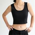 Tank Women's Black White Brown Solid Color Crop Top Street Daily Fashion U Neck S