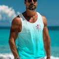 Ombre Coconut Fashion Designer Men's 3D Print Tank Top Vest Top Undershirt Going out Gym T shirt Light Blue Yellow Sleeveless Crew Neck Shirt Summer Spring Clothing Apparel S M L XL XXL XXXL