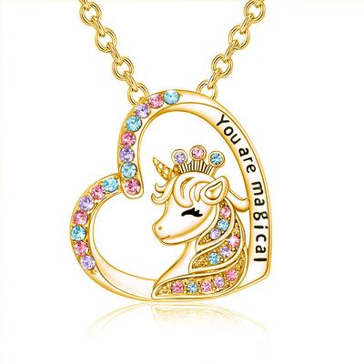 Unicorn Necklace Cute Colorful Diamond Accessories Necklace Gift